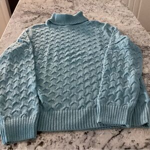 Croft & Barrow Blue Cowl Neck Sweater with Cable Knit Design